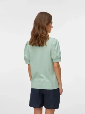 Hemd mit normaler Passform, Rundhalsausschnitt und Ballonärmeln