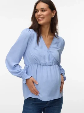 Oberteil mit V-Ausschnitt und elastischen Bündchen in Regular-Fit