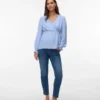 Oberteil mit V-Ausschnitt und elastischen Bündchen in Regular-Fit