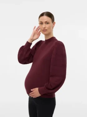 Pullover mit normaler Passform, hohem Kragen und Ballonärmeln