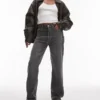 Topshop-Jeans mit hoher Taille und geradem Schnitt