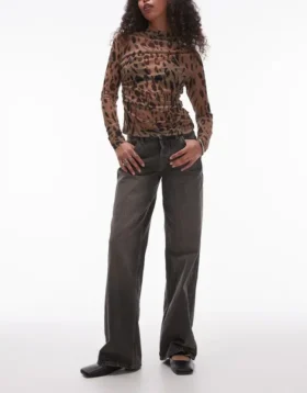 Topshop-Jeans mit niedriger Taille und weitem Bein