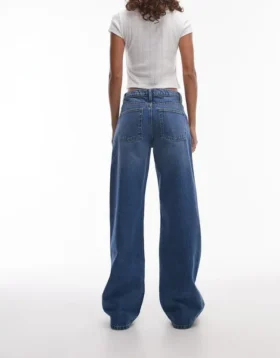 Topshop-Jeans mit niedriger Taille und weitem Bein