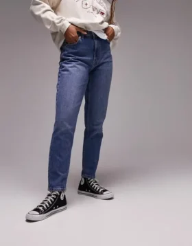 Topshop Mom-Fit-Jeans mit hoher Taille