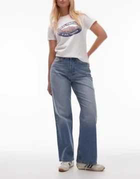 Topshop Straight-Fit-Jeans mit mittlerer Leibhöhe