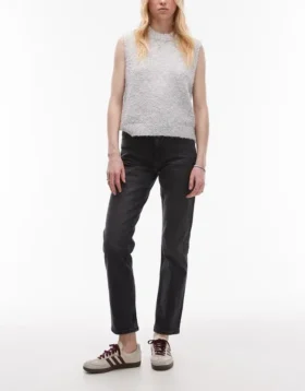 Topshop Straight-Fit-Jeans mit mittlerer Leibhöhe