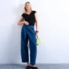 Tsmari Jeans mit hoher Leibhöhe und weitem Bein