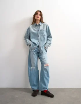 Tsnora Mid Rise Barrel Fit Jeans