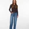 Vmsandie – Stretch-Jeans mit mittlerer Leibhöhe und weitem Bein