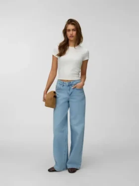Vmsandie – Stretch-Jeans mit mittlerer Leibhöhe und weitem Schnitt – Cropped-Jeans
