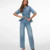 Vmvega Jeans mit hoher Leibhöhe und weitem Bein