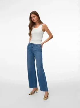 Vmvega Jeans mit hoher Leibhöhe und weitem Bein